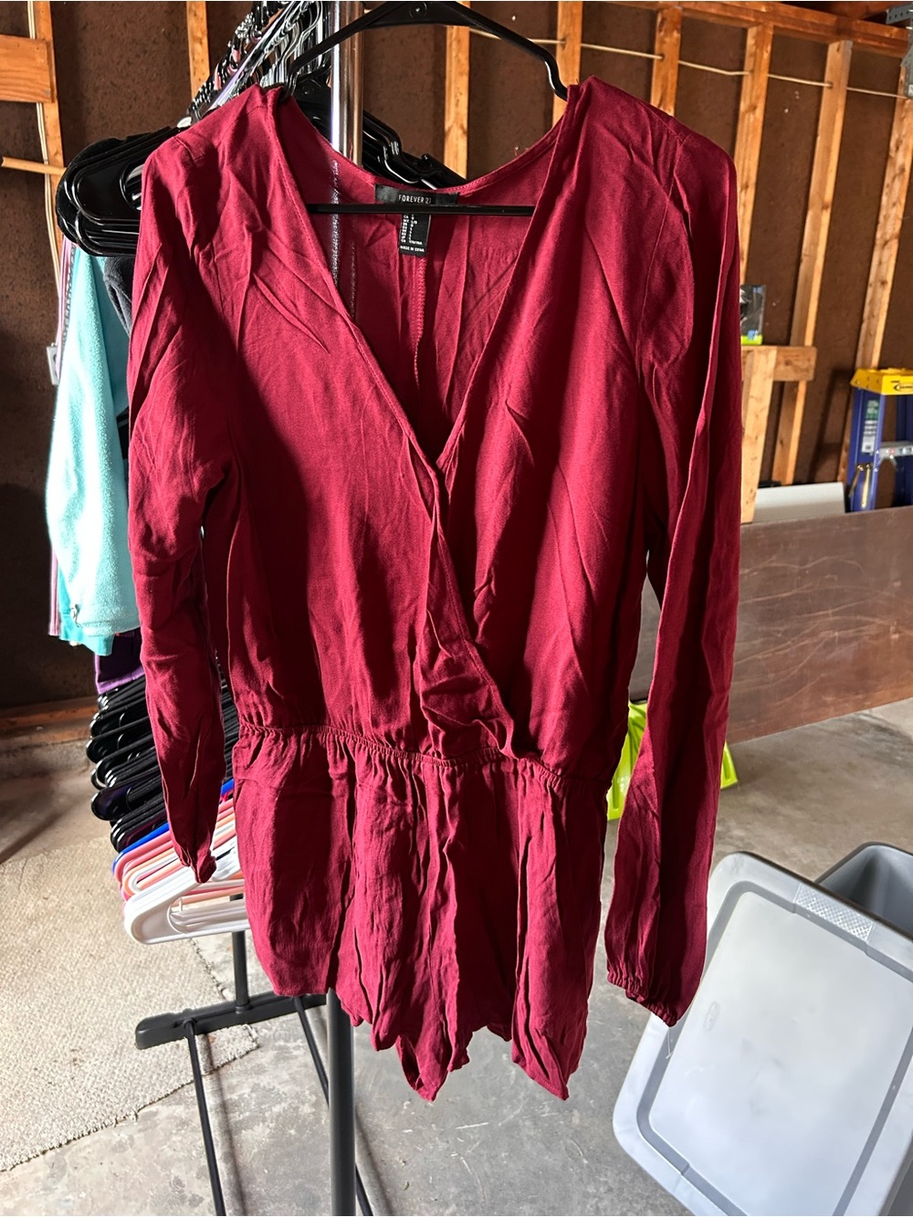 Forever 21 Burgundy Wrap Romper